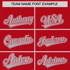 Red Silver Color Block Authentic Baseball Jersey 3