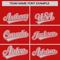 Red Silver Edge Color Block Baseball Jersey 3