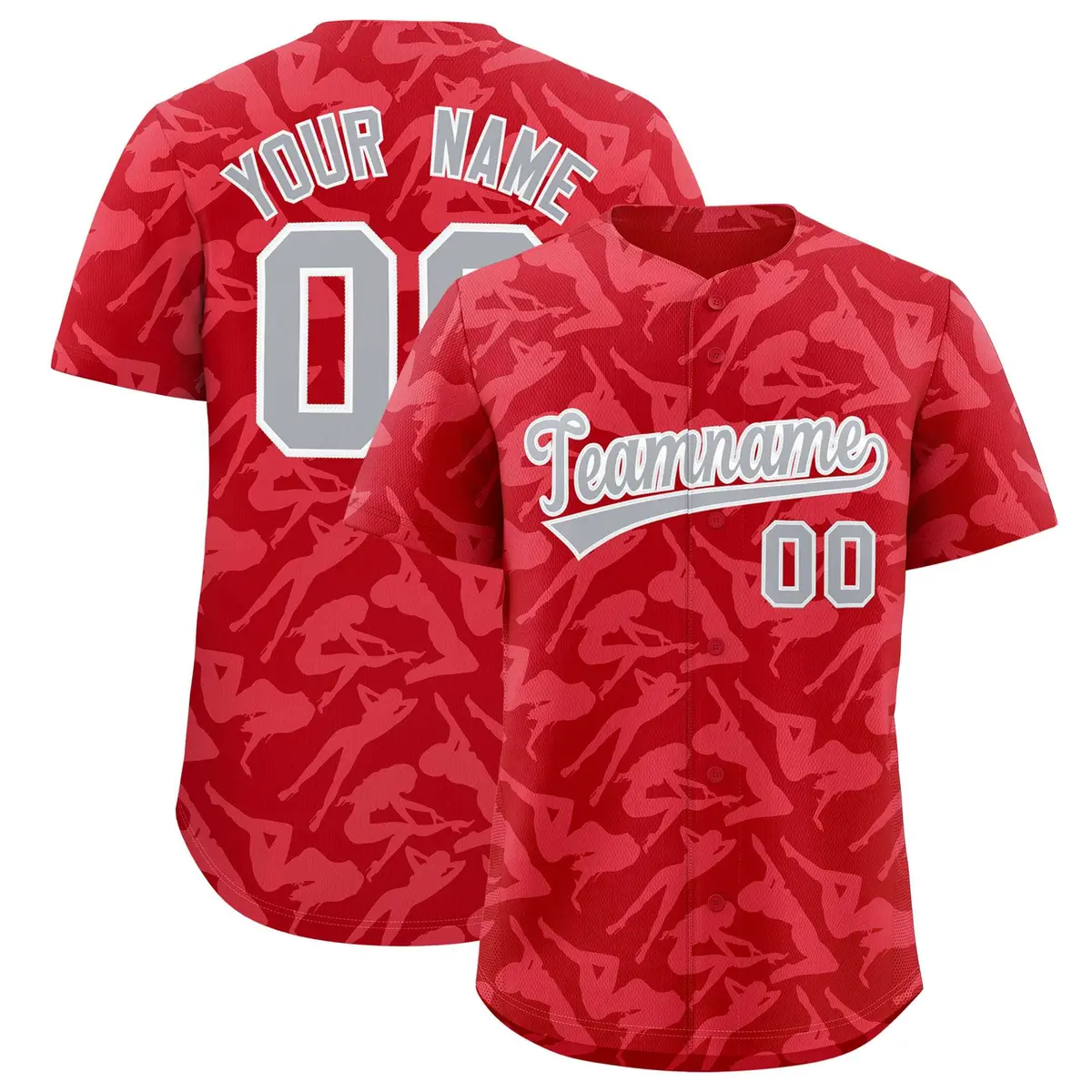 Red Silver Playboy Graffiti Pattern Baseball Jersey