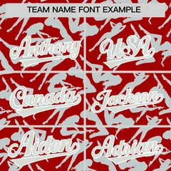 Red Silver Playboy Graffiti Pattern Baseball Jersey 3