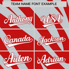 Red Silver Tiger Stripe Gradient Baseball Jersey 3