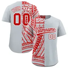 Red Silver Tribal Split Baseball Jersey 1