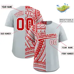Red Silver Tribal Split Baseball Jersey 2