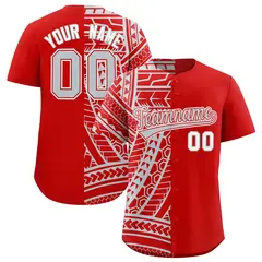 Red Silver Tribal Split Baseball Jersey 1