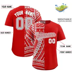 Red Silver Tribal Split Baseball Jersey 2