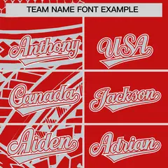 Red Silver Tribal Split Baseball Jersey 3