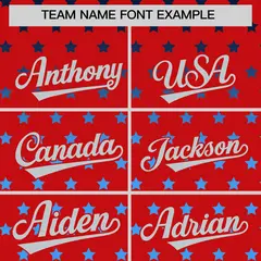 Red Silver-White Raglan Star Print Baseball Jersey 3