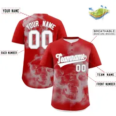 Red Silver White Skeleton Graffiti Baseball Jersey 2