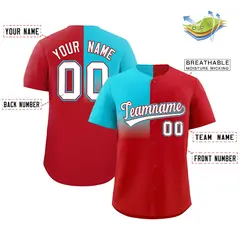 Red Sky Blue Half Gradient Authentic Baseball Jersey 2