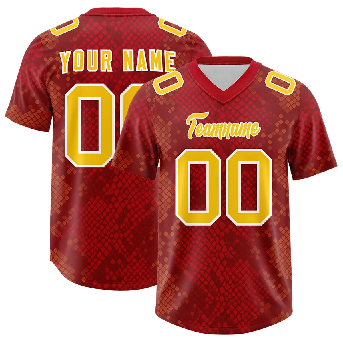 Red Snakeskin Graffiti Pattern Authentic Football Jersey