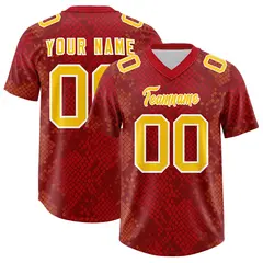 Red Snakeskin Graffiti Pattern Authentic Football Jersey 1