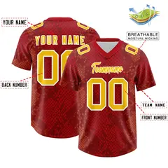 Red Snakeskin Graffiti Pattern Authentic Football Jersey 2