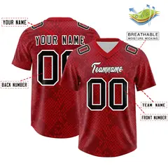 Red Snakeskin Graffiti Pattern Authentic Football Jersey 2