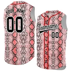 Red Snakeskin Pattern Sleeveless Baseball Jersey