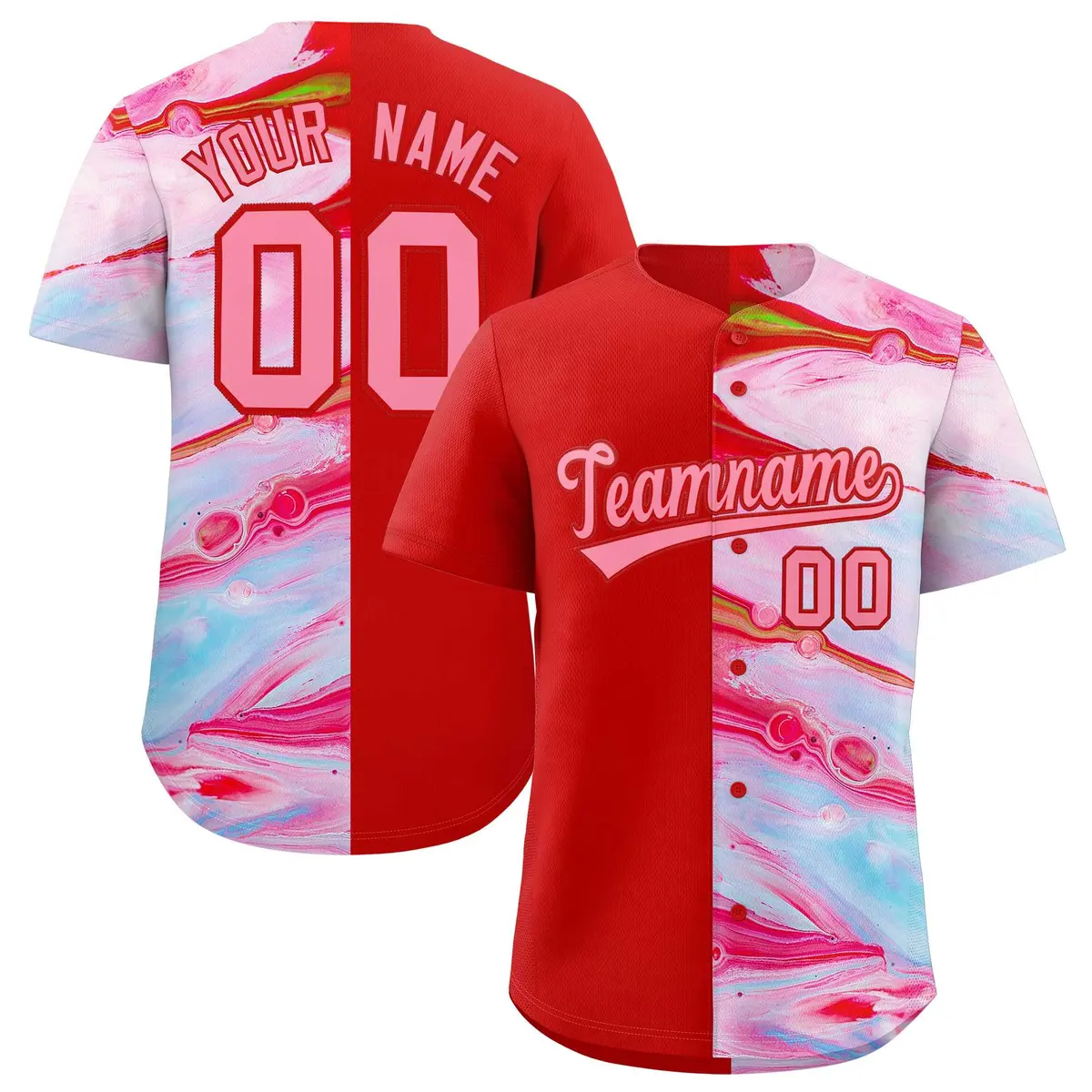 Red Split Fluid Pattern Authentic Baseball Jersey