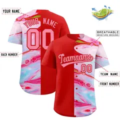 Red Split Fluid Pattern Authentic Baseball Jersey 2