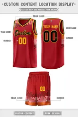 Red Square Grid Graffiti Pattern Sports Basketball Jersey 2