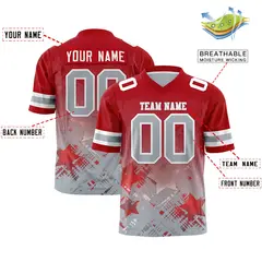 Red Star Gradient Flag Football Jersey 2