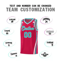 Red Star Pattern Color Block Shoulders Basketball Jersey 4