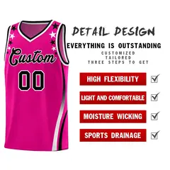 Red Star Pattern Color Block Shoulders Basketball Jersey 2