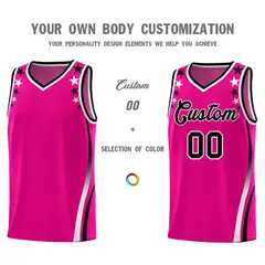 Red Star Pattern Color Block Shoulders Basketball Jersey 3