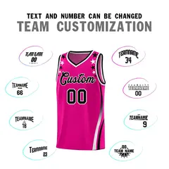Red Star Pattern Color Block Shoulders Basketball Jersey 4