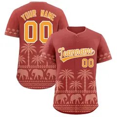 Red Teabrown Graffiti Pattern Bossinia Style Baseball Jersey