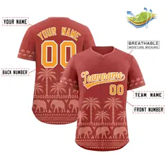 Red Teabrown Graffiti Pattern Bossinia Style Baseball Jersey 2