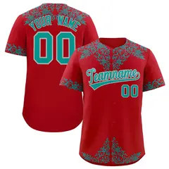 Red Teal Baroque Style Baseball Jersey 1