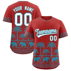 Red Teal Graffiti Pattern Bossinia Style Baseball Jersey