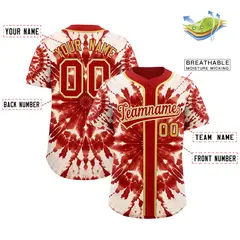Red Tie-Dye Graffiti Authentic Baseball Jersey 2