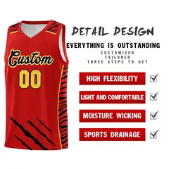 Red Tiger Claw Pattern Sports Uniform Basketball Jersey 2