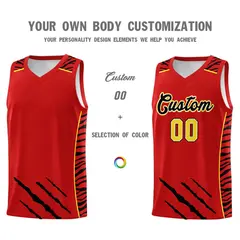 Red Tiger Claw Pattern Sports Uniform Basketball Jersey 3