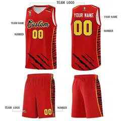 Red Tiger Claw Pattern Sports Uniform Basketball Jersey 5