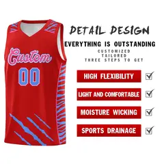 Red Tiger Claw Pattern Sports Uniform Basketball Jersey 2