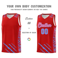 Red Tiger Claw Pattern Sports Uniform Basketball Jersey 3