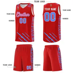 Red Tiger Claw Pattern Sports Uniform Basketball Jersey 5