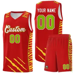 Red Tiger Claw Pattern Sports Uniform Basketball Jersey