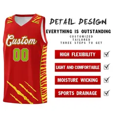 Red Tiger Claw Pattern Sports Uniform Basketball Jersey 2
