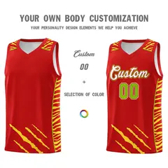 Red Tiger Claw Pattern Sports Uniform Basketball Jersey 3