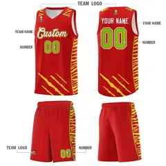 Red Tiger Claw Pattern Sports Uniform Basketball Jersey 5