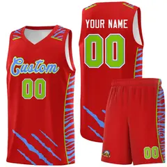 Red Tiger Claw Pattern Sports Uniform Basketball Jersey