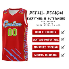 Red Tiger Claw Pattern Sports Uniform Basketball Jersey 2