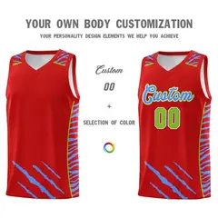Red Tiger Claw Pattern Sports Uniform Basketball Jersey 3