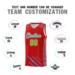 Red Tiger Claw Pattern Sports Uniform Basketball Jersey 4
