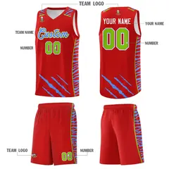Red Tiger Claw Pattern Sports Uniform Basketball Jersey 5