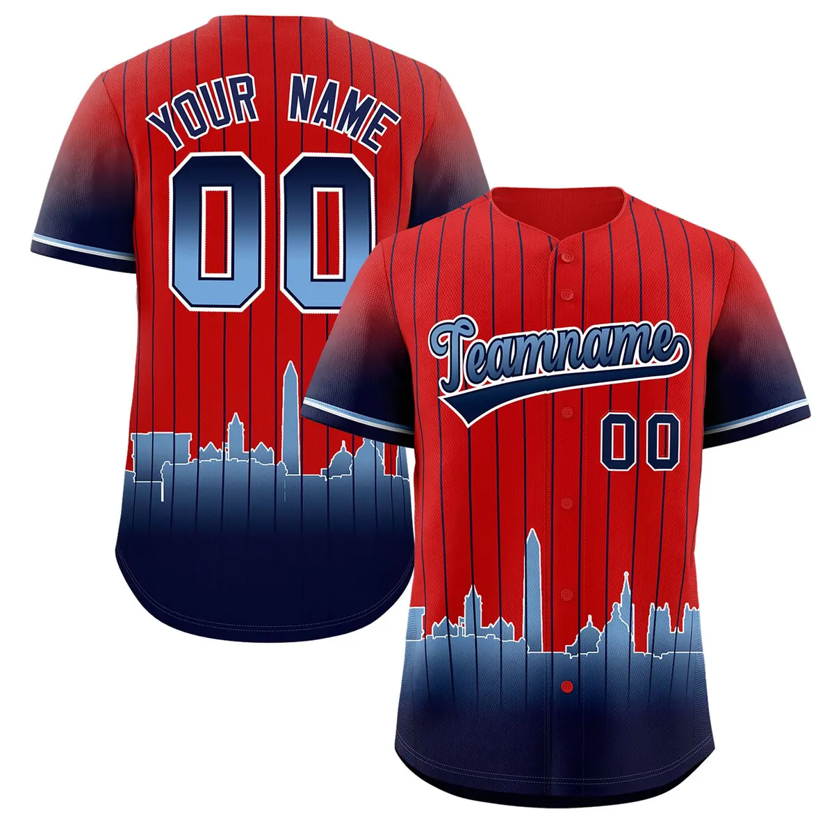 Red Washington City Silhouette Baseball Jersey