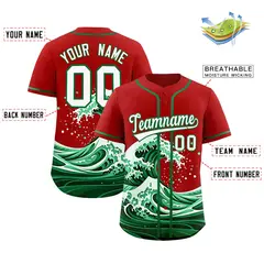Red Wave Graffiti Pattern Baseball Jersey 2