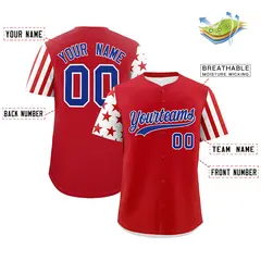 Red White American Flag Raglan Sleeves Baseball Jersey 2