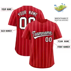 Red White and Black Bi-Color Striped Baseball Jersey 2